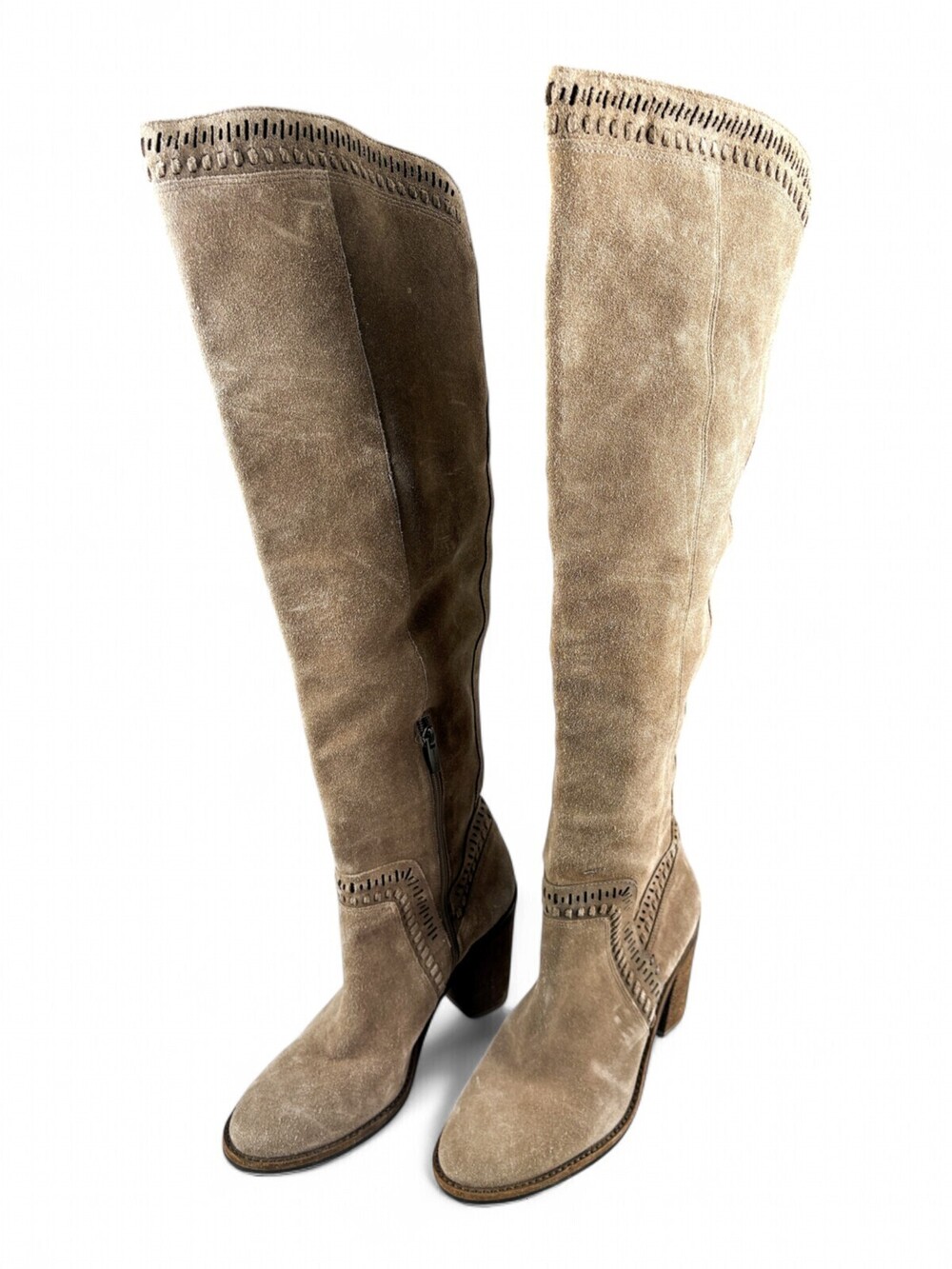 Vince Camuto Taupe Suede Knee-High Heeled Boots Size 9
